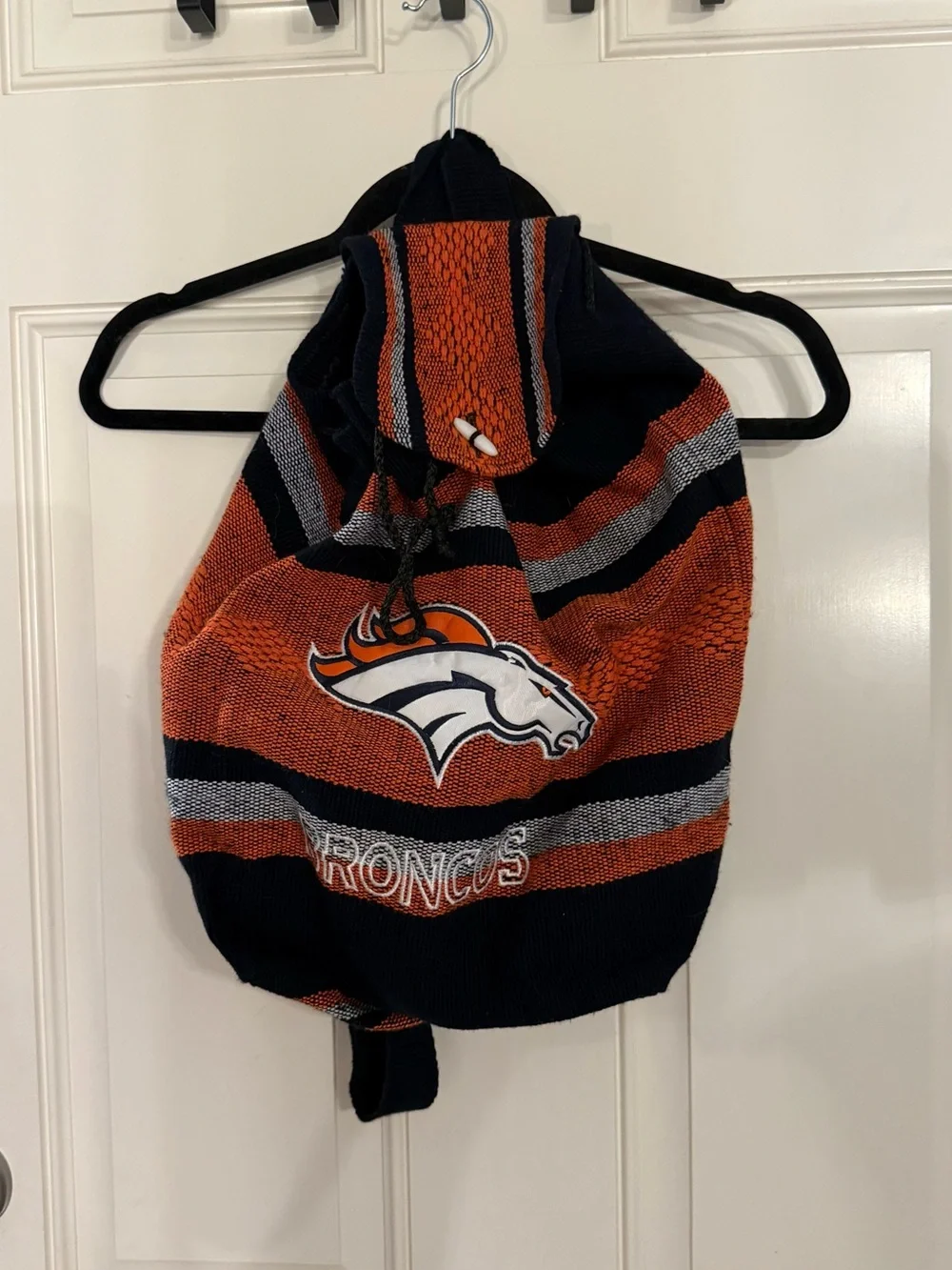 Denver Broncos backpack Handmade in Mexico 15”H X 12”W approximately used once